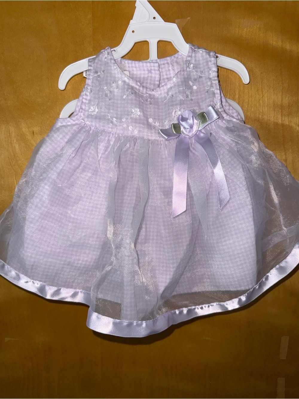 Lilac Organza Baby Dress with Ribbon Flower